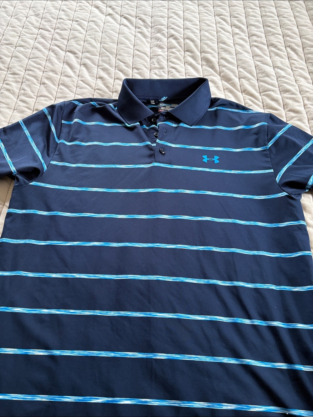 Under Armour Navy Polo with Light Blue Stripes